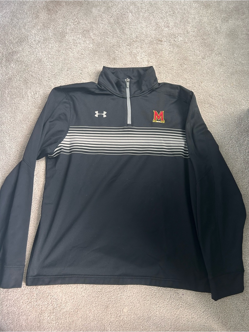 LG Men's Black Quarter-Zip Pullover with Stripe Detail